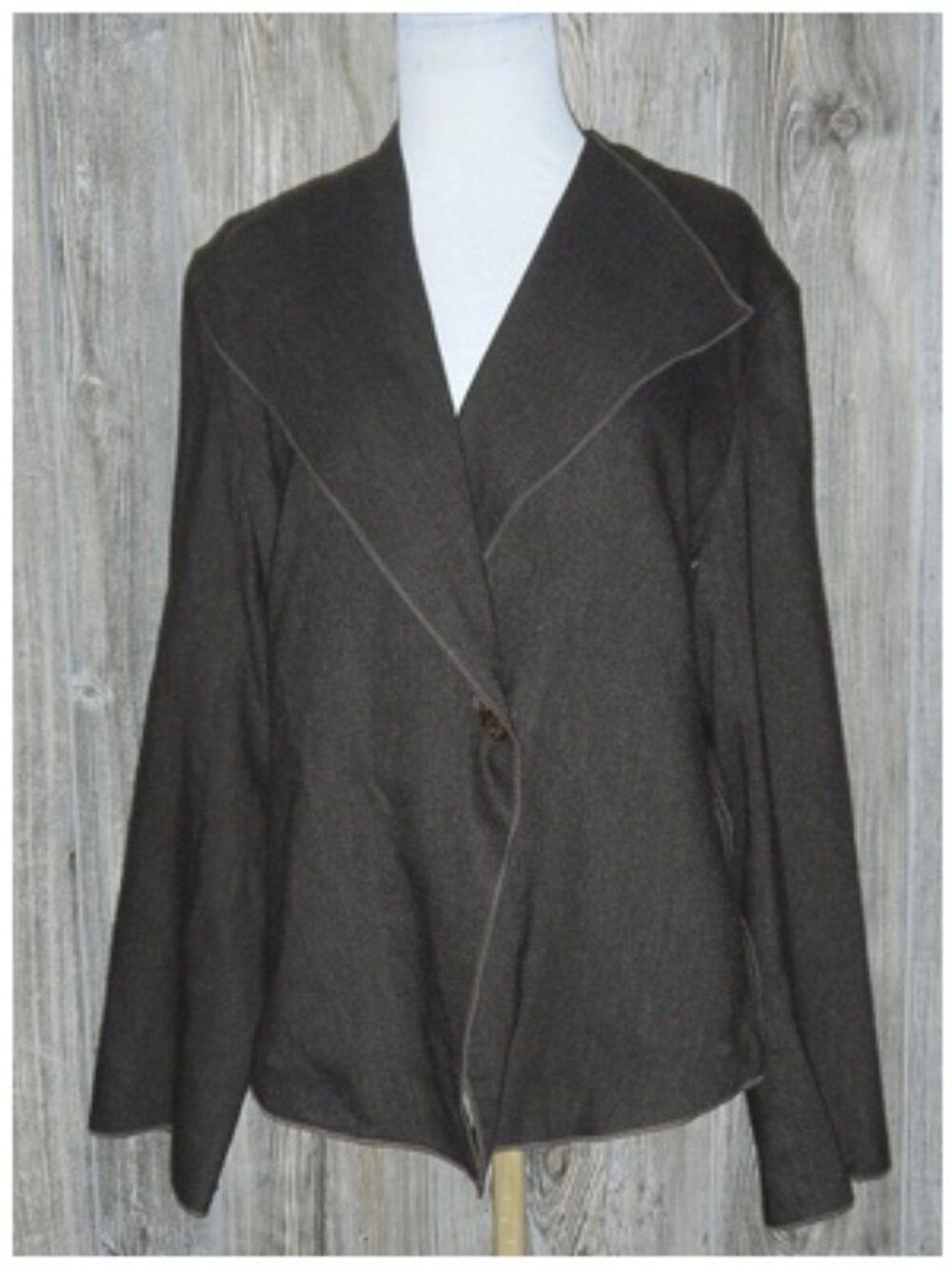 J Jill Size 12 Women’s Brown Wool Blend Exposed Seams One Button Front Jacket
